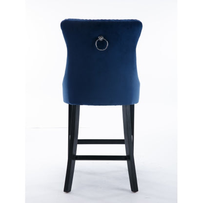 Blue Velvet Tufted Barstools 2-Pcs Set (DE2002BL)
