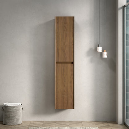 DACI 140cm Badezimmer-Wandschrank (2 Türen + Fächer, Espressofarbe)