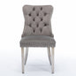 A&A Nikki Collection 2-Pcs Grey&Chrome Velvet Dining Chairs (DE1701GY)