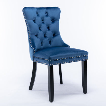 Nikki Collection 2-Pcs Blue Velvet Dining Chairs (DE2001BL)