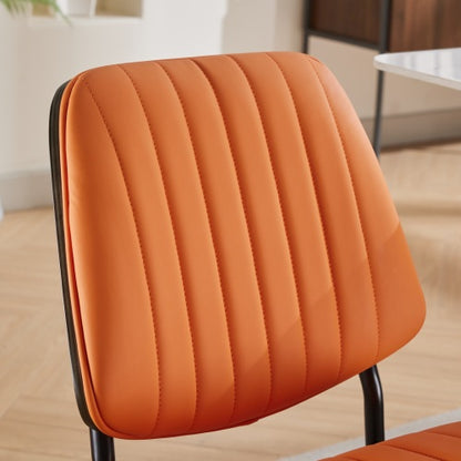 Mid-Century Orange Faux Leather Dining Chairs 2-Pcs Set (DE1849OG)