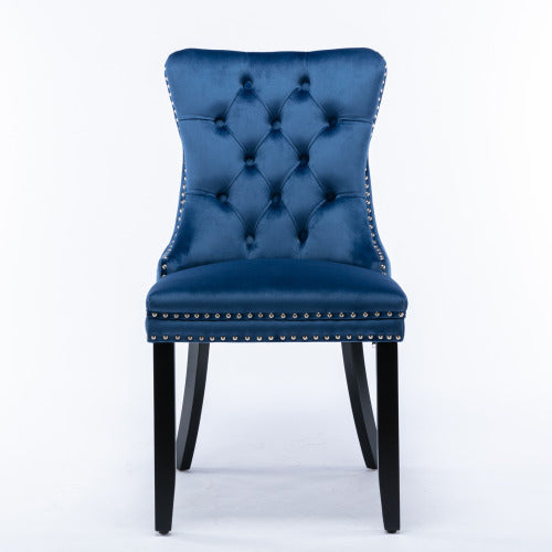 Nikki Collection 2-Pcs Blue Velvet Dining Chairs (DE2001BL)