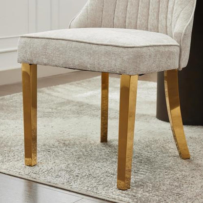 Beige Rayon Chenille Dining Chairs 2-Pcs Set (DE1647BG)