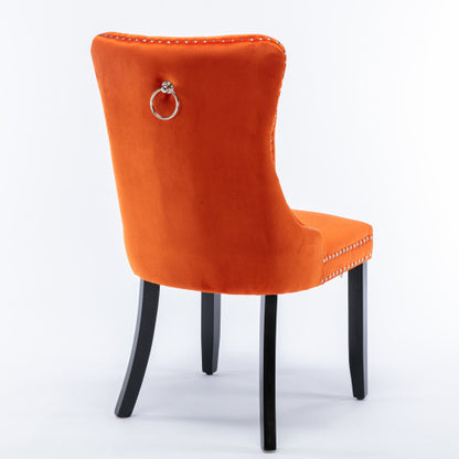 Nikki Collection 2-Pcs Orange Velvet Dining Chairs (DE2001OG)