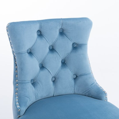 Light Blue Velvet Tufted Barstools 2-Pcs Set (DE2002LB)