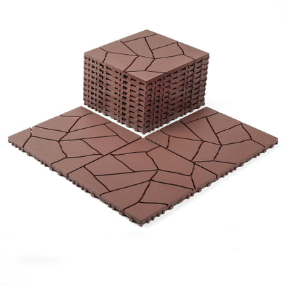 44 Pack Brown Stone - Style Interlocking Deck Tiles