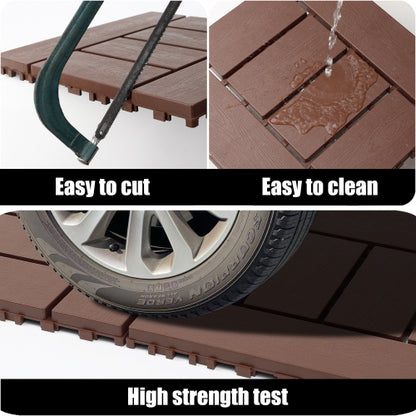 44 Pack Brown H - Style Interlocking Deck Tiles