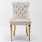 A&A Nikki Collection 2-Pcs Beige&Gold Velvet Dining Chairs (DE1601BG)
