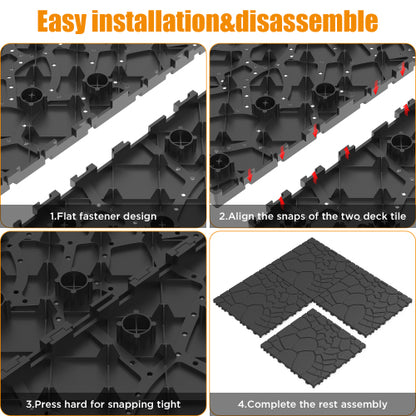 44 Pack Dark Gray 12" Stone - texture Interlocking Patio Deck Tiles