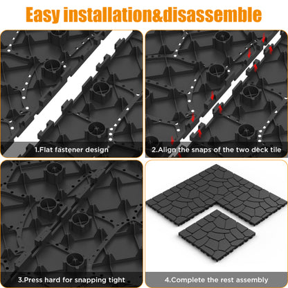 44 Pack Dark Gray New Stone - texture Interlocking Patio Deck Tiles