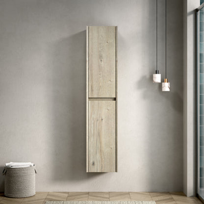 DACI 140cm Badezimmer-Wandschrank (2 Türen + Innenregale, Eiche cremefarben)