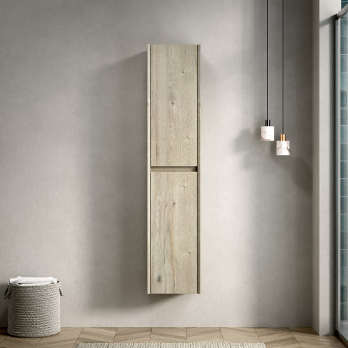DACI 140cm Badezimmer-Wandschrank (2 Türen + Innenregale, Eiche cremefarben)