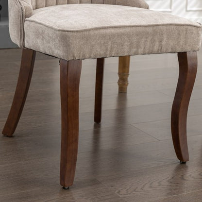 Beige Rayon Flocking Linen Dining Chairs 2-Pcs Set (DE1847BG)