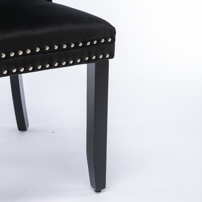 Nikki Collection 2-Pcs Black Velvet Tufted Dining Chair (DE2001BK)