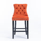 Orange Velvet Tufted Barstools 2-Pcs Set (DE2002OG)