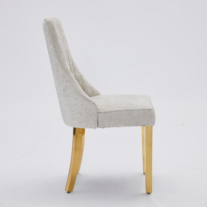 Beige Rayon Chenille Dining Chairs 2-Pcs Set (DE1647BG)