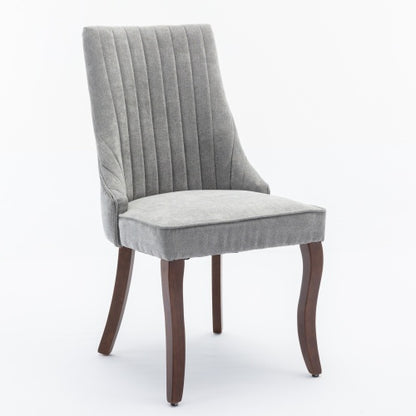 Gray Rayon Flocking Linen Dining Chairs 2-Pcs Set (DE1847GY)