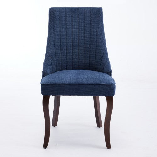 Blue Rayon Flocking Linen Dining Chairs 2-Pcs Set (DE1847BL)