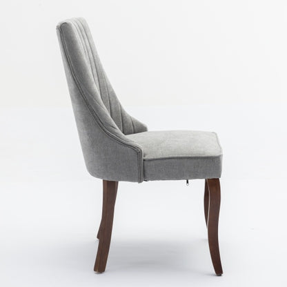 Gray Rayon Flocking Linen Dining Chairs 2-Pcs Set (DE1847GY)