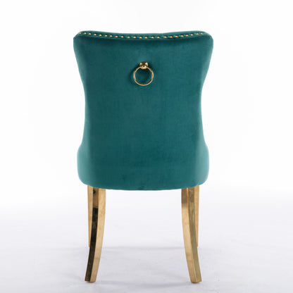 Modern Tufted Velvet Dining Chair Set (Green, DE1601GN)