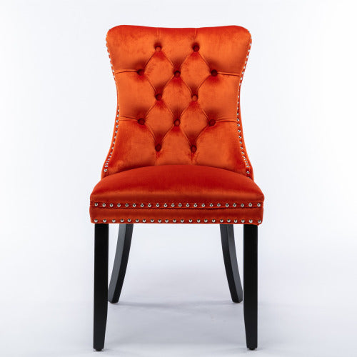 Nikki Collection 2-Pcs Orange Velvet Dining Chairs (DE2001OG)
