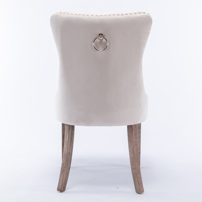 Nikki Collection 2-Pcs Beige Velvet Tufted Dining Chair (DE2001BG)