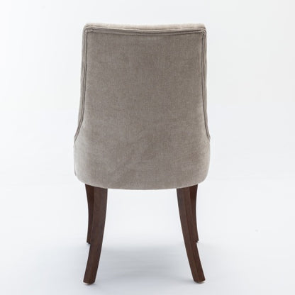 Beige Rayon Flocking Linen Dining Chairs 2-Pcs Set (DE1847BG)