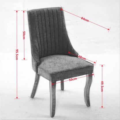 Beige Rayon Flocking Linen Dining Chairs 2-Pcs Set (DE1847BG)