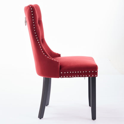 2-Pcs Burgundy/Wine Red Velvet Dining Chairs (DE2001WR)