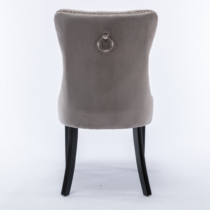 Gray Velvet Tufted Barstools 2-Pcs Set (DE2002GY)