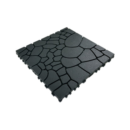 44 Pack Dark Gray 12" Stone - texture Interlocking Patio Deck Tiles