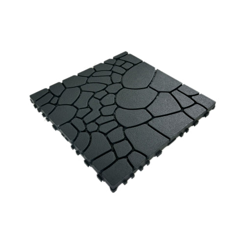 44 Pack Dark Gray 12" Stone - texture Interlocking Patio Deck Tiles