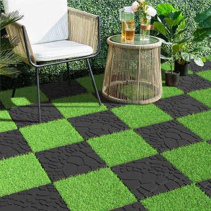 44 Pack Dark Gray 12" Stone - texture Interlocking Patio Deck Tiles