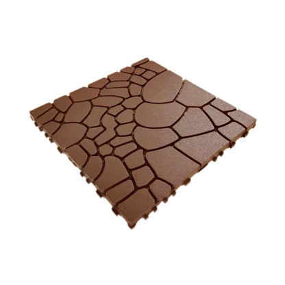 44 Pack Brown 12" Stone-texture Interlocking Patio Deck Tiles