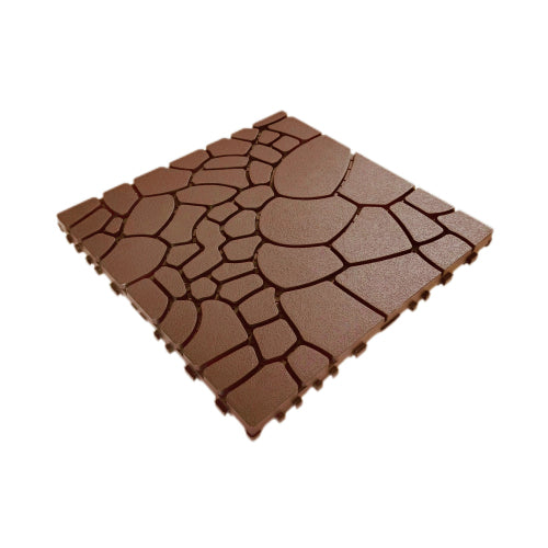 44 Pack Brown 12" Stone-texture Interlocking Patio Deck Tiles