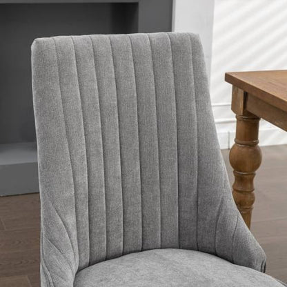 Gray Rayon Flocking Linen Dining Chairs 2-Pcs Set (DE1847GY)