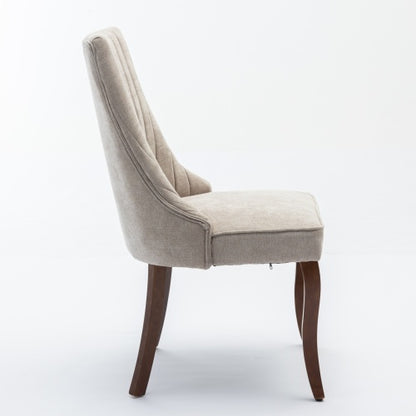 Beige Rayon Flocking Linen Dining Chairs 2-Pcs Set (DE1847BG)