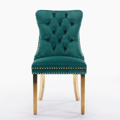 Modern Tufted Velvet Dining Chair Set (Green, DE1601GN)