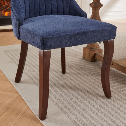 Blue Rayon Flocking Linen Dining Chairs 2-Pcs Set (DE1847BL)