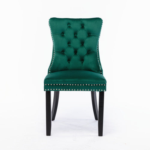 Nikki Collection 2-Pcs Green Velvet Dining Chairs (DE2001GN)