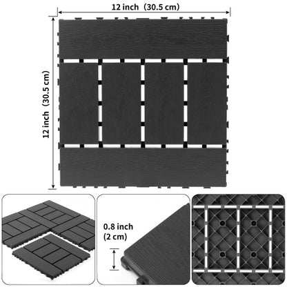 44 Pack Dark Gray H - Style Interlocking Deck Tiles