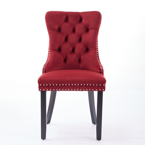 2-Pcs Burgundy/Wine Red Velvet Dining Chairs (DE2001WR)