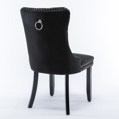Nikki Collection 2-Pcs Black Velvet Tufted Dining Chair (DE2001BK)