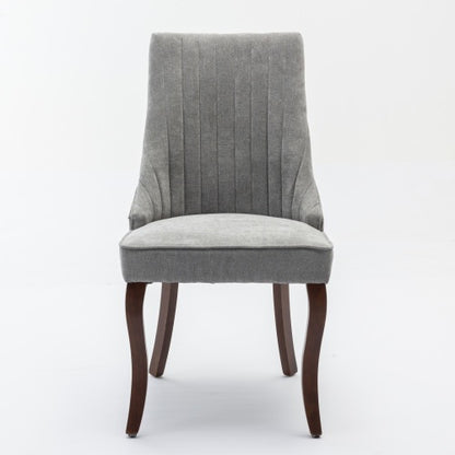 Gray Rayon Flocking Linen Dining Chairs 2-Pcs Set (DE1847GY)