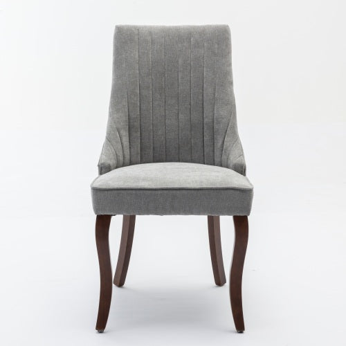 Gray Rayon Flocking Linen Dining Chairs 2-Pcs Set (DE1847GY)