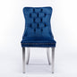 Nikki Collection 2-Pcs Blue&Chrome Velvet Dining Chairs (DE1701BL)