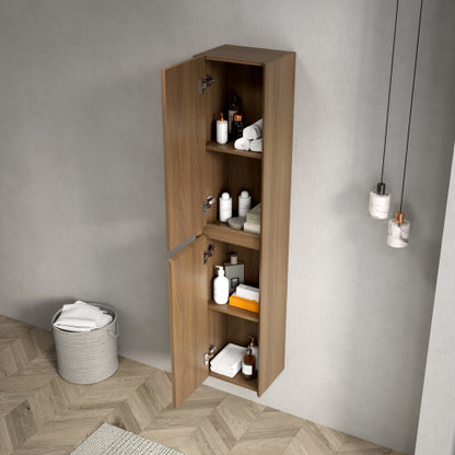 DACI 140cm Badezimmer-Wandschrank (2 Türen + Fächer, Espressofarbe)