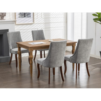 Gray Rayon Flocking Linen Dining Chairs 2-Pcs Set (DE1847GY)
