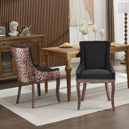 A&A Furniture 2-Pcs Leopard Print Ultra Side Dining Chairs (DE1807LP)