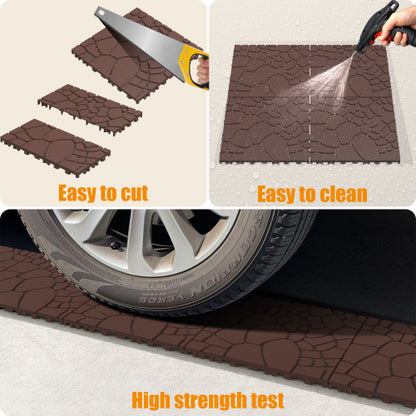 44 Pack Brown 12" Stone-texture Interlocking Patio Deck Tiles